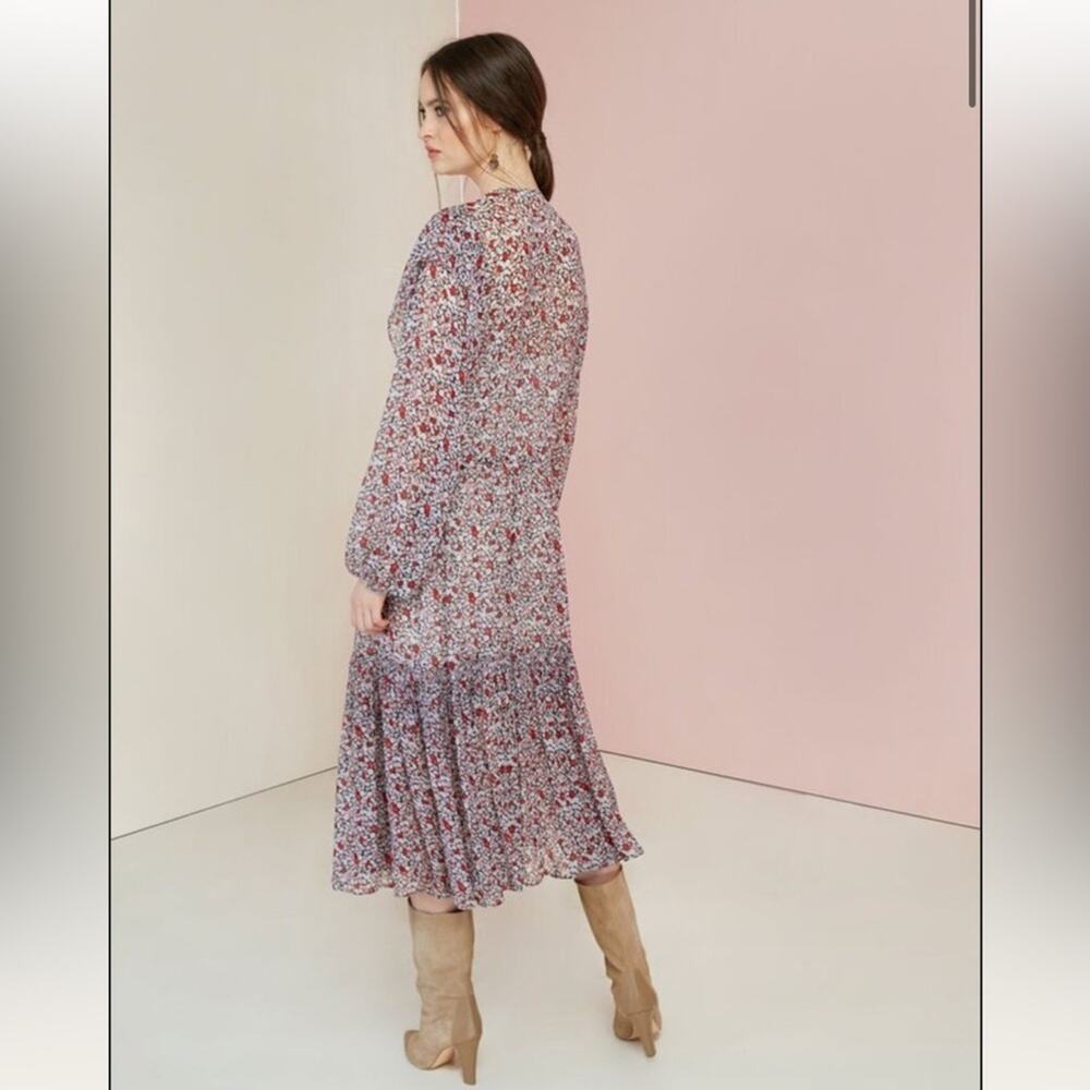 Anthropologie Magali Pascal Kazane Midi Dress Women’s Size XS Black Red Floral - Picture 2 of 15